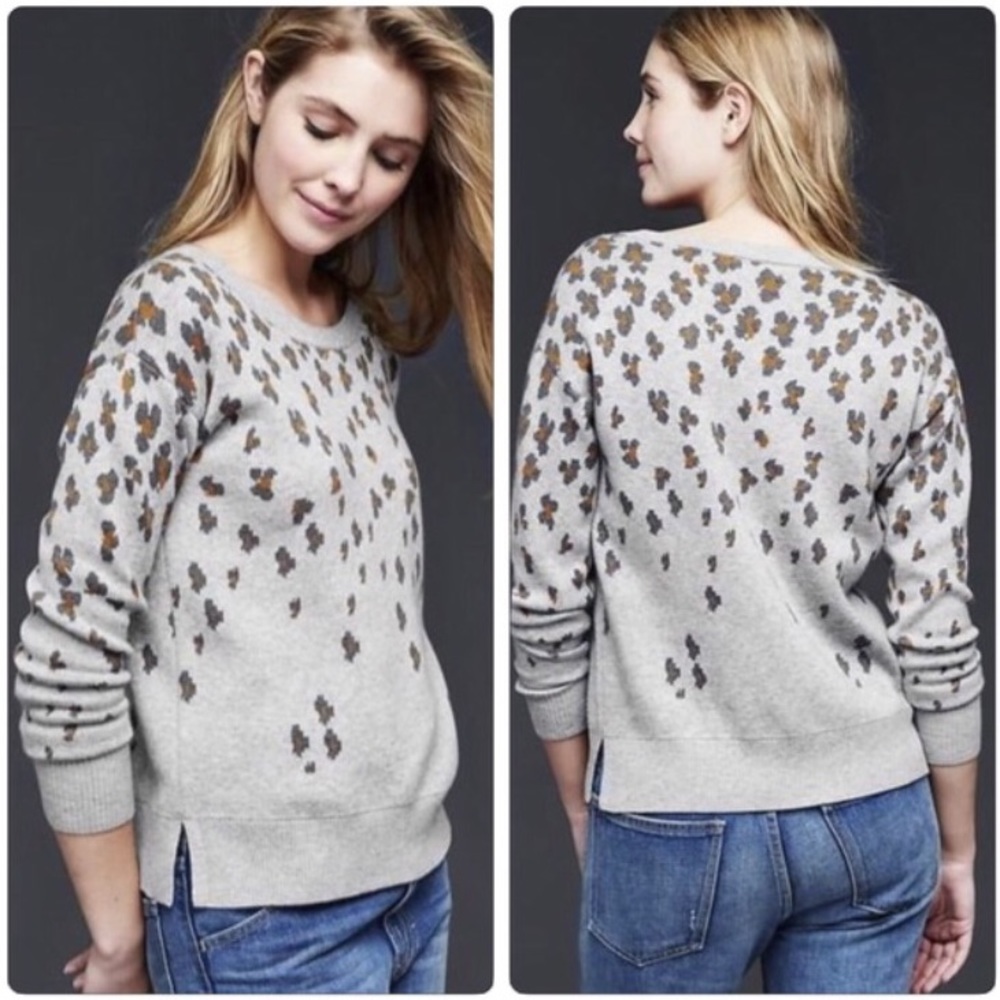 GAP Brooklyn Animal Print Leopard Wool Sweatshirt - Picture 1 of 7